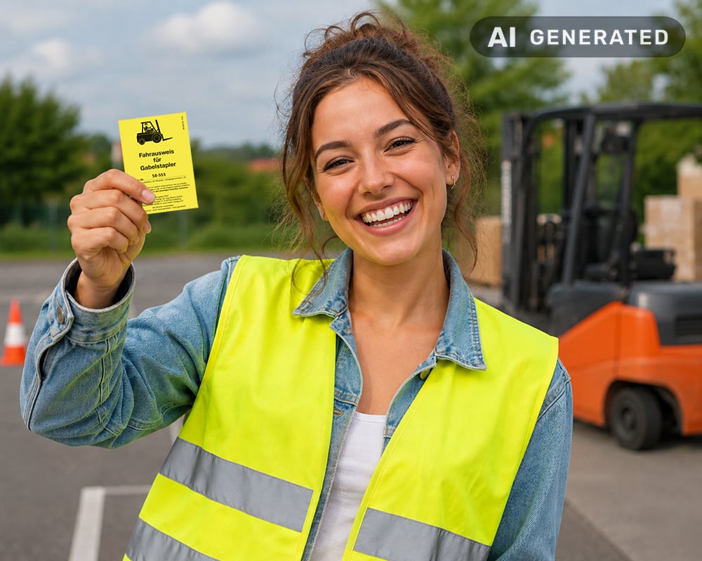 Frau mit Staplerschein - AI generiert